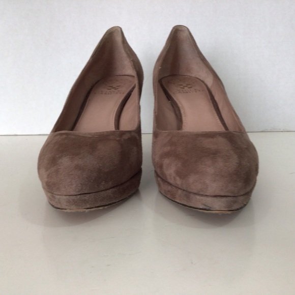 Vince Camuto Desti Brown Suede Heels, 8B - Picture 2 of 8